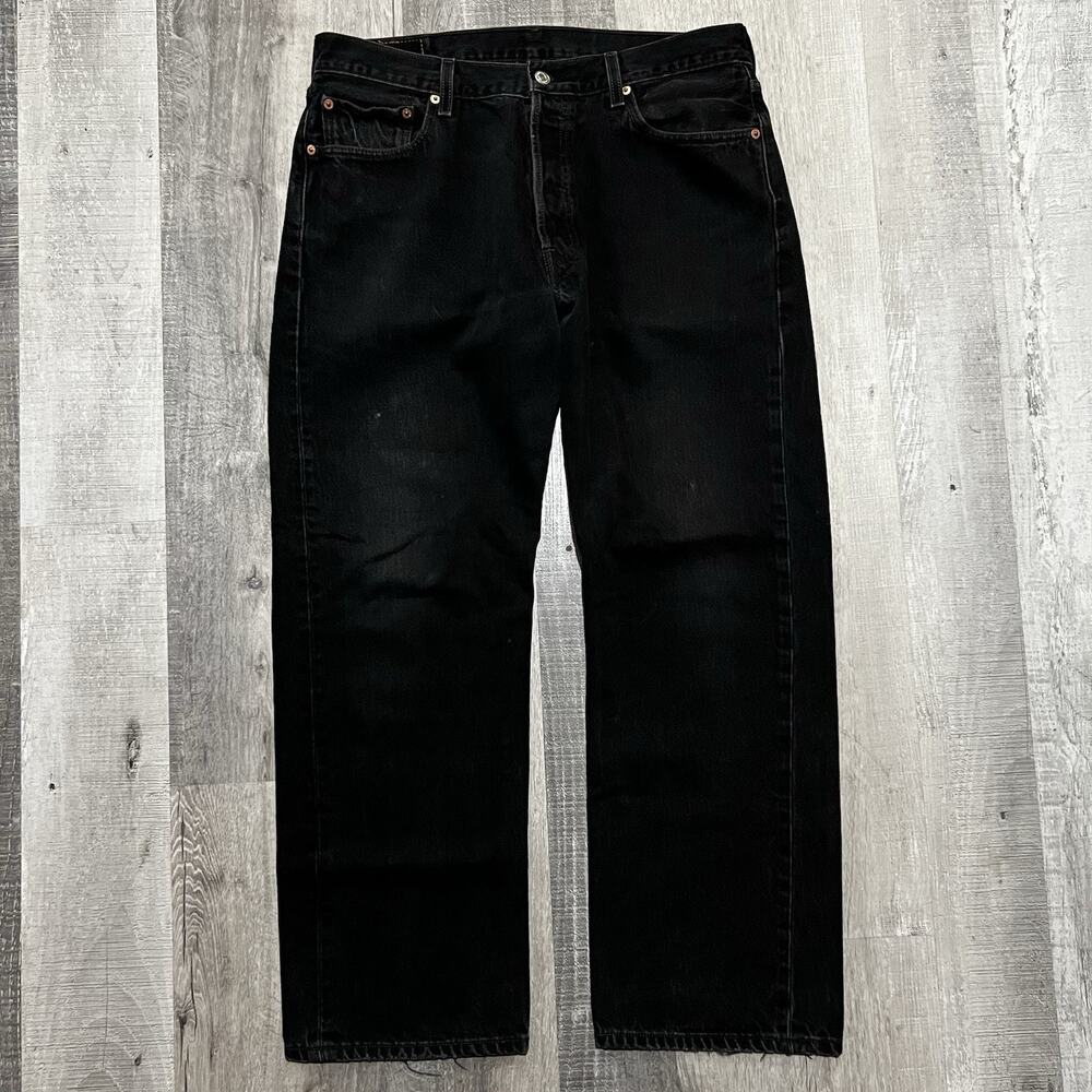 Vintage Levis 501 Jeans Mens 36x30 Black Straight Leg 00s Y2K Skater Grunge